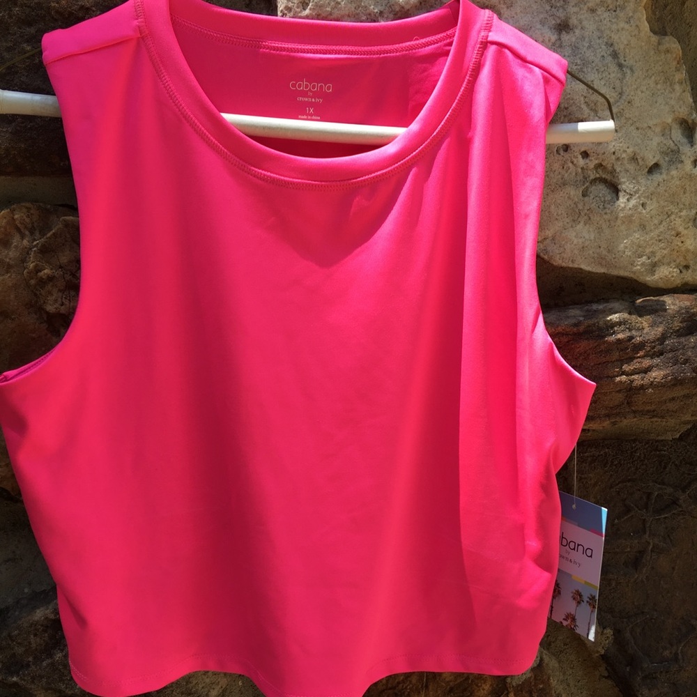 Cabana by Crown&Ivy NWT pink cropped swim top size 1x